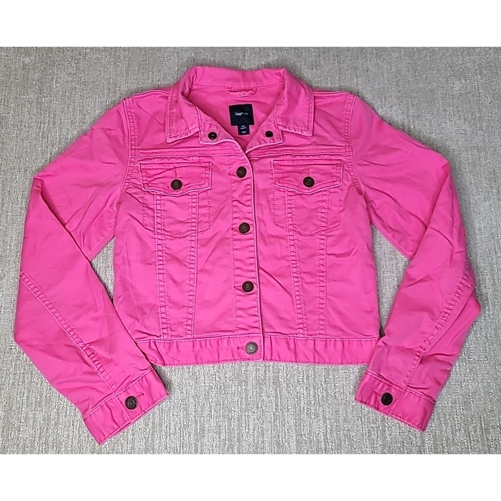 GAP Kids 1969 Denim Jacket Girl XXL Hot Pink Biker Jean Trucker Preppy - Picture 1 of 9